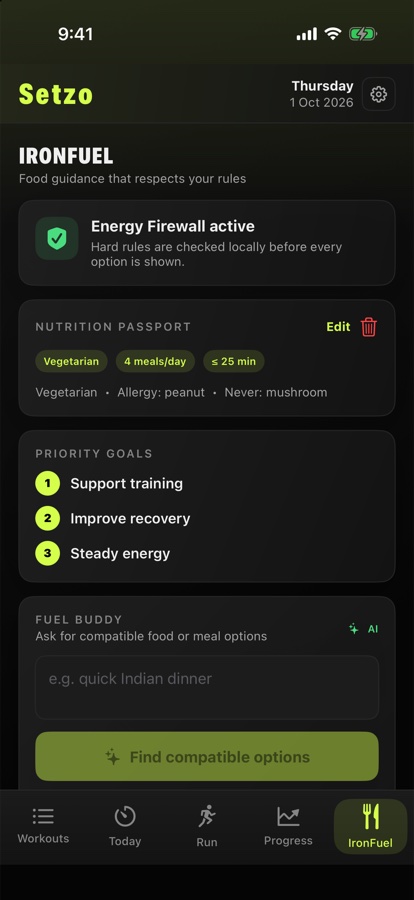 IronFuel meal suggestions